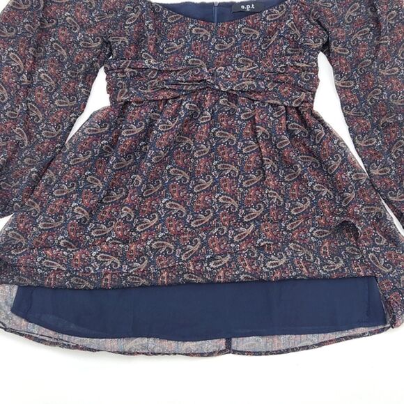 OPT One Pretty Time West Dress Size Medium Womens Blue Paisley Sheer Whimsygoth - Picture 4 of 12